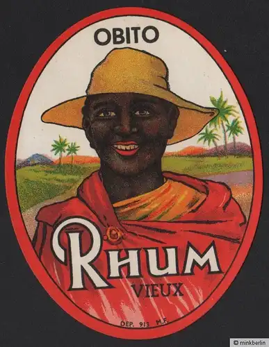 Obito Rhum vieux - Rum Etikett / rhum label / etiquette de rhum / ~ 1920 #2145