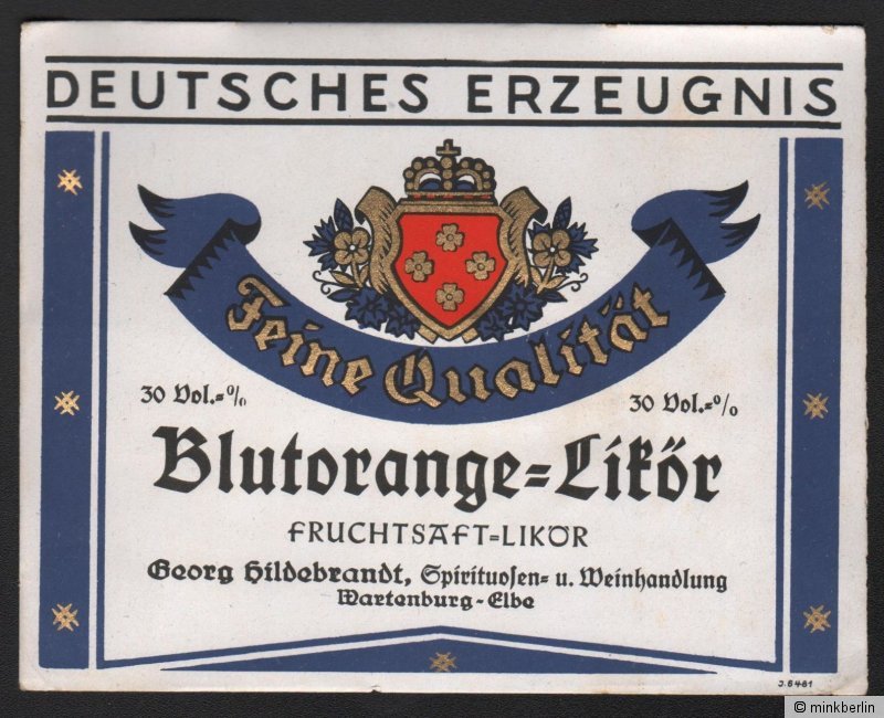 Deutschland ca.1930 # 993 Etikett Blutorange-Likör 