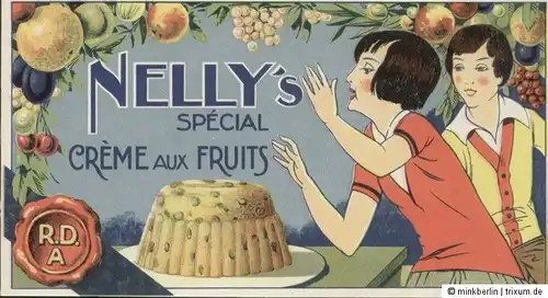 Etikett - ca. 1920 - Nelly's Crème aux Fruits / Kuchen -  # 454
