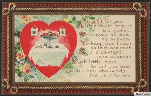 Valentinstag Karte - Original von 1910 - Valentins Day Postcard - # 1418