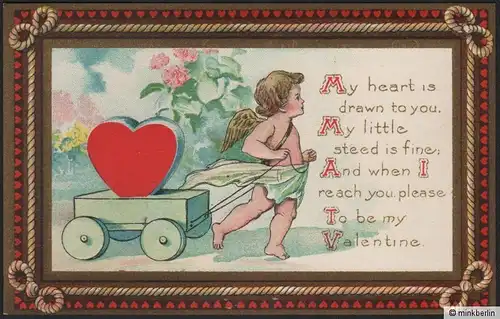 Valentinstag Karte - Original von 1910 - Valentins Day Postcard - # 609