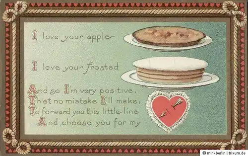 Valentinstag Karte - Original von 1910 - Valentins Day Postcard - # 607