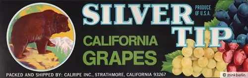 Etikett für Trauben - Kistenetikett - Silver Tip Brand - USA ca.1970 # 923