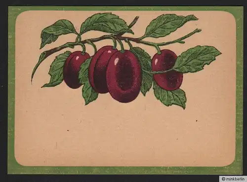 Etikett für Konservendose Pflaumen - Deutschland - ca. 1930 # 1460