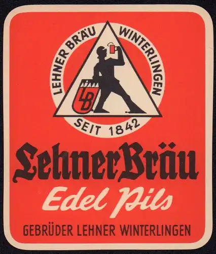 6 Lehner Bräu Winterlingen Etikett - 6 beer label - étiquette de bière - ca1960