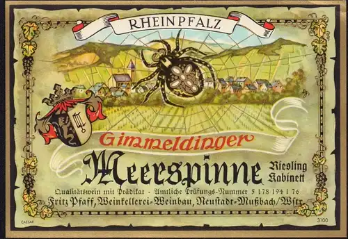 2 Weinetiketten RHEINPFALZ  - wine labels - étiquettes de vin - ca.1970 #2743