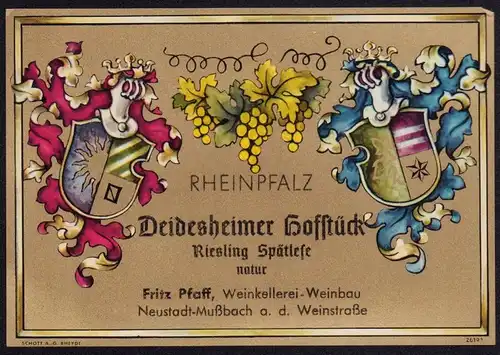 4 Weinetiketten RHEINPFALZ  - wine labels - étiquettes de vin - ca.1970 #1369