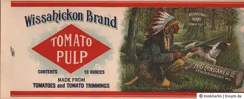 Etikett für Konservendose Tomatenmark - Wissahickon Brand, USA, ca. 1920  # 924