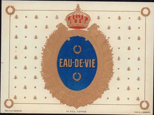 EAU-DE-VIE  (Lebenswasser) - Schnaps Etikett -  label - étiquette - ca.1920 #105