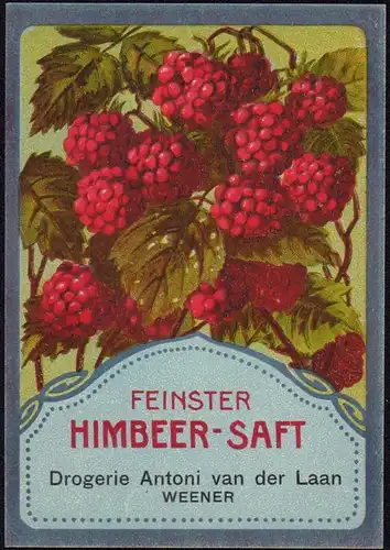 Feinster Himbeersaft - Etikett - raspberry juice label - étiquette  ca1920 #2768