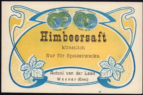 Himbeersaft - Etikett - raspberry juice label - étiquette - ca.1920 #2589