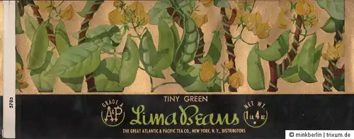 Etikett für Konservendose - Lima Bohnen / Lima Beans, USA, ca.1930  # 937