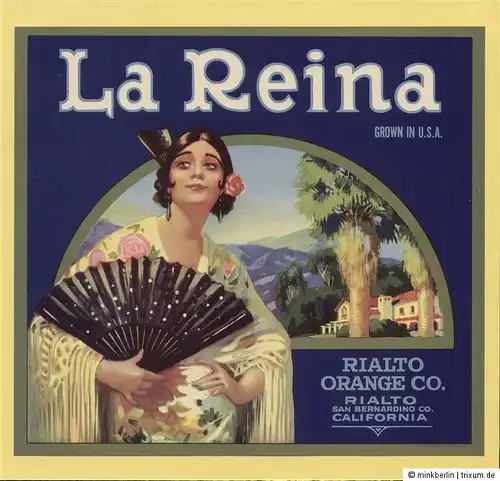 Etikett für Orangen / Orangenkiste von ca. 1940 - La Reina  # 508