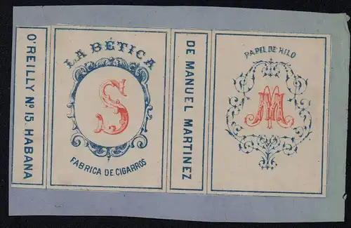 Etikett - La Bética - Manuel Martinez, O'Reilly No. 15, Habana, Cuba, ca.1860
