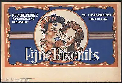 Etikett für Kuchen / Gebäck / Biscuit - Fijne Biscuits - Belgien ca. 1930 # 1174