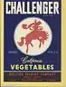 Etikett für Gemüse - Challenger California Vegetables - ca. 1950 # 625