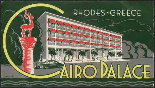 Hotel Kofferetikett / luggage label - Hotel Cairo Palace Rhodes Greece