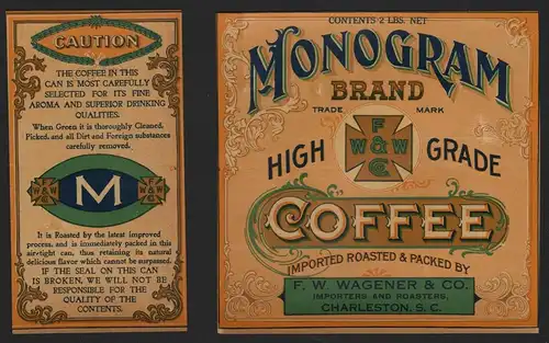 Etikett für Kaffee / étiquette de café / coffee label / USA ca.1900 # 1597