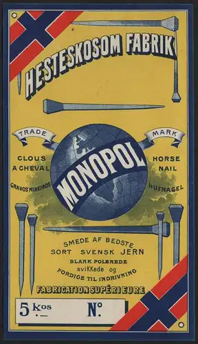 Etikett für Hufnagel / étiquette de Clous a Cheval / horse nail / ca.1930 # 1588