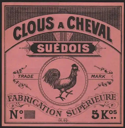 Etikett für Hufnagel / étiquette de Clous a Cheval / horse nail / ca.1930 # 1587