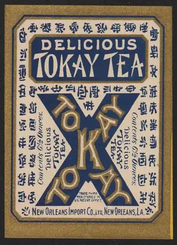 Etikett für Tokay Tee / tea label / étiquette de thé - ca.1920 # 1516
