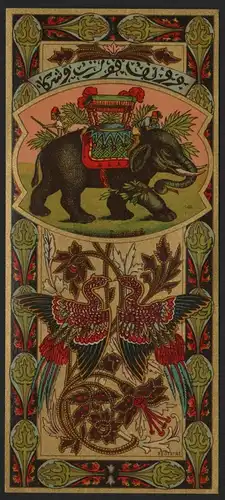 Etikett für Fez Hutschachtel - Elefant 2 -  fez hat label / tarbouche  # 1915