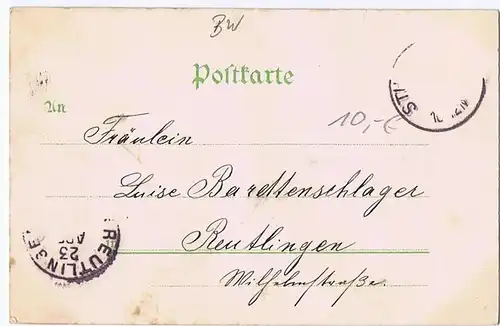 Litho,Gruß aus Stuttgart