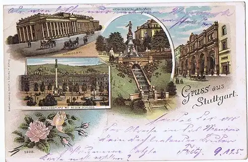 Litho,Gruß aus Stuttgart