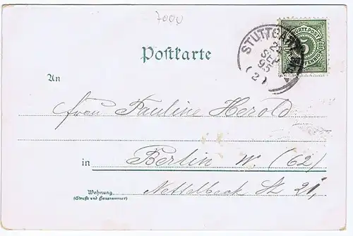 Litho,Gruß aus Stuttgart gel. 1895 Top