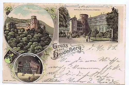 Litho,Gruß aus Heidelberg gel. 1899 