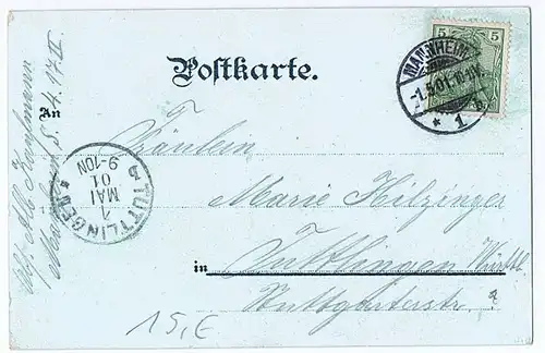 Litho,Gruß aus Mannheim gel. 1901 