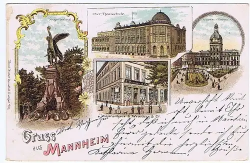 Litho,Gruß aus Mannheim gel. 1898 