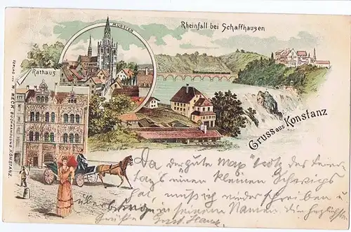 Litho,Gruß aus Konstanz gel. 1896