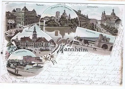 Litho,Gruß aus Mannheim gel. 1897 