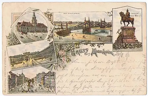 Litho,Gruß aus Mannheim gel. 1896 