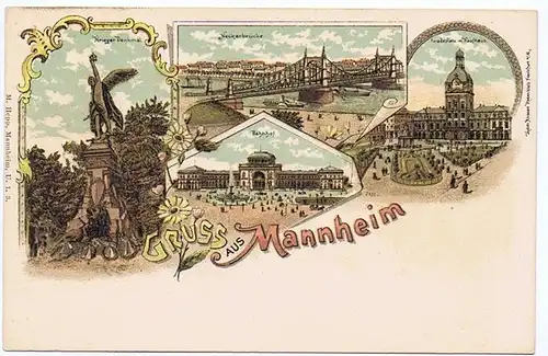 Litho,Gruß aus Mannheim ungel. um1898 