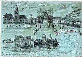 Litho,Gruß aus Mannheim gel. 1899 