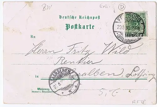 Litho,Gruß aus dem Schwarzwald gel. 1899 Top