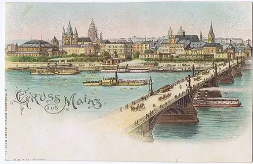 Litho,Gruß aus Mainz,ungel.um 1900 