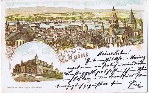 Litho,Gruß aus Mainz,gel.1899 