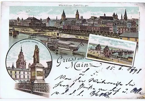 Litho,Gruß aus Mainz,gel.1898 