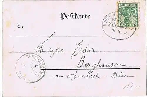 Litho,Gruß aus Konstanz,Bahnpost gel.1905