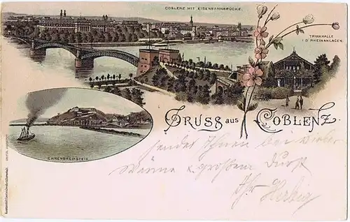 Litho,Gruß aus Koblenz,gel.1899