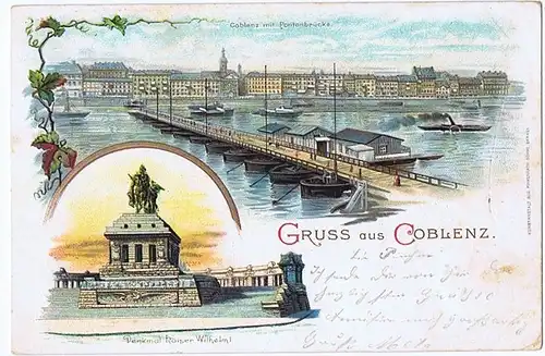 Litho,Gruß aus Koblenz,gel.1899 