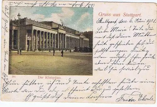 Gruß aus Stuttgart gel. 1901 gute Frankatur