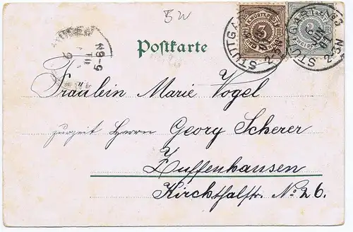 Gruß aus Stuttgart gel. 1901 gute Frankatur