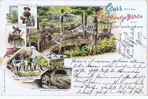 Litho,Gruß aus Wiesbaden,gel.1916