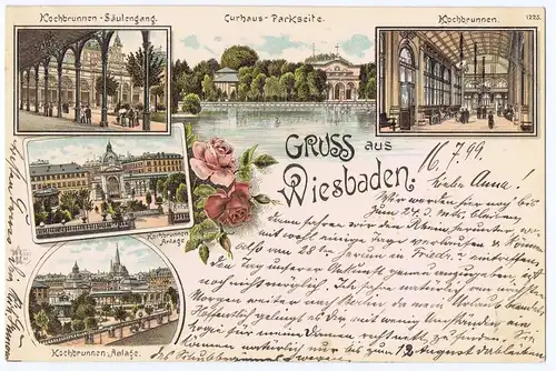 Litho,Gruß aus Wiesbaden,gel.1899