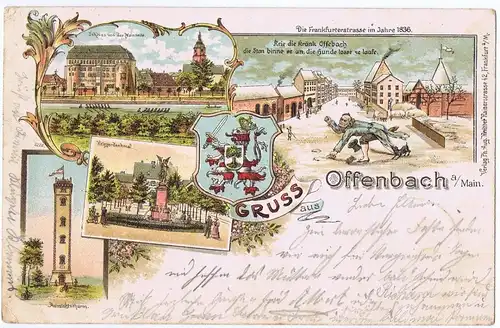Litho,Gruß aus Offenbach,gel.1899 