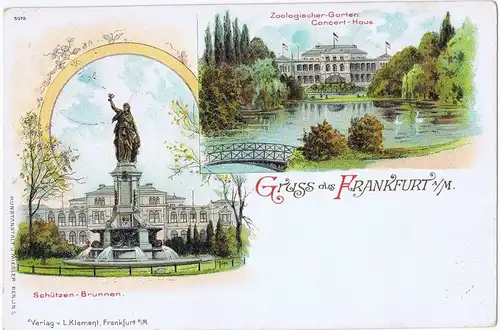 Litho,Gruß aus Frankfurt,gel.1897